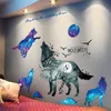 [SHIJUEHEZI] horrible loup oiseaux autocollant Mural bricolage animaux décor Mural pour maison salon enfants chambre pépinière décoration