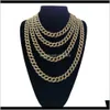 Chains Hip Hop Iced Out Cuban Link Chain Necklace Bling Jewelry 16Inch 18Inch 20Inch 24Inch 30 Inch 6Okgf Gkr4H