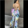 Rompers Womens Clothing Apparel Drop Delivery 2021 Women Tie Dye Printed Halter Backless Bodycon Bell Bottom Jumpsuits Sexy Club Night Out Ov