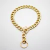 Hundhalsar metall stor guld färgkedja sommar husdjur mode tillbehör bulldogg krage små hundar husdjur halsband zc4956405993