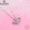 Eudora 100% 925 Sterling Silber Engel Flügel Kristall Anhänger Halskette für Frauen Splitter Kette Mode Elegant Schmuck Geburtstag Geschenk