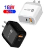18W PD Type C Charger Adapter QC3.0 3A USB-C Quick EU US Wall Chargers voor iPhone 13 PRO MAX XS MAX SAMSUNG XIAOMI