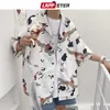 Lappster Hommes Crane Imprimer Chemises Harajuku Summer Vintage Bouton à manches courtes Mâle Coréen Modes Blouses lisses 210608