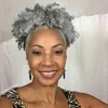 100% Real Rey Hair Weave Ponytail 4B 4C Afro Kinky Curly Clip In Grey Human Drawstring Ponytails Hairextension för svarta kvinnor 120g