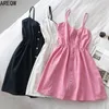 2021 New Summer Clothes Halter Dress Women FashionV Neck Sleeveless Cuty Cotton White Dresses Y0823