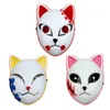 Demon Slayer Fox Mask Halloween Party Japanska Anime Cosplay Kostym Led Masks Festival Favor Props XBJK2108