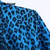 Vrouwen Vintage Leopard Print Blouses Shirts Office Wear Turn Down Collar Shirt Tops Lange Mouw Losse Casual Blouse 210413
