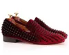 mocassins en velours bordeaux