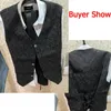 Black Steampunk Suit Vest Men Gothic Victorian Single Breasted Brocade Medieval Halloween Cosplay Jacquard Waistcoat Costume 3XL 210923