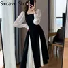 Office Lady Svart Elegant Klänning Kvinnor Fransk Vintage Midi Klänning Casual Party One Piece Dress Korean Fashion 2021 Höst Chic Y1204