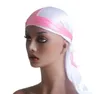 Unisex Podwójny Kolor Jedwabny Satin Oddychający Turban Kapelusze Durag Headwrap Chemo Cap Long Tail Pirat Hat Mężczyźni Kobiety Moda Akcesoria do włosów