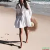 Traje de baño de mujer Tallas grandes Algodón Playa Cubrir Mujer Túnica Verano Señoras Ropa de playa Vestido de baño sexy Traje de baño con falda Pareos Plage Sarong