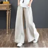 2021 Summer New Women's Literary Cotton Pants Loose-fitting Large-sized Wide-legged Pants High-waisted Straight yoga pants women Q0801
