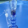 16 Inches Blue Clear Straight Glass Water Pipe Bongs Hookah Smoking Beaker Bong Bubbler 14MM Bowl