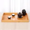 Organizzazione per la conservazione della cucina 1pc Pallet di bambù solido con manico Piatto rettangolare per vassoio da portata in legno per acqua domestica