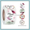 Greeting Event Festive Party Supplies Home Gardengreeting Cards 500PcsRoll 4 Types Floral Thank You Sticker For Seal Label Scra3014359