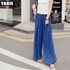 Plus size 6XL Women chiffon Wide Leg Pants Capris Summer Leggings black blue Ladies trousers Loose Pants Pantlone Femme 210519