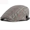 Berets Baskenmütze Frühling Herbst Männer Frauen Hut Vintage Plaid Einstellbare Cabbie Ivy Sboy Flache Kappe Künstler Maler Retro Delm22