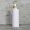 Förvaringsflaskor burkar bambu trä lotion press pump bärbar påfyllningsbar flask schampo container tom husdjur rund vit plast 500 ml 10pi