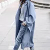 Ullblandningar för kvinnor 2021 Mode High Street lång överrock Höst Vinter Elegant dubbelsidig kappa för kvinnor Kontor Damjacka med lapelärm