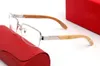 Óculos de Sol Quadrado Clássico Masculino Feminino Armações Ópticas de Marca Lentes Transparentes Metal Dourado Design Decorativo Pernas de Madeira Negócios Casual Óculos com Caixa Original