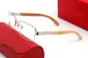 Klassieke Vierkante Heren Dames Zonnebril Merk Optische Frames Heldere Lenzen Gouden Metalen Decoratief Ontwerp Houten Poten Business Casual Bril met Originele Doos