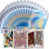 100pcs/lot Recloseable Plastic Retail Packaging Bags Holographic Aluminum Foil Pouch Sealable Smell Proof Bag for Food Storage