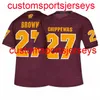 Gestikte heren vrouwen Jeugd Centraal Michigan Chippewas # 27 Antonio Brown Jersey Scarlet NCAA Custom Any Name Number XS-5XL 6XL