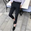 Men's Pants Men's Side Tape Pant 2022 Mens Dress Business Casual Office Trousers Ment Ankle Length Pantalon Homme Slim Fit Men Social