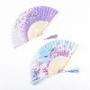 Yaz Vintage Katlanır Bambu Fan Parti Favor Çin Tarzı için El Çiçek Hayranları Dans Düğün Dekor JJE10367
