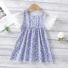 Enfants filles fleurs manches bouffantes robe trapèze pour enfants belle robe d'été florale coton vêtements 210529