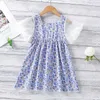 Niños Niñas Flores Puff Manga A-line Vestido para niños Lovely Floral Summer Sundress Ropa de algodón 210529