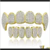 Grillz Grills Body Jewelryhiphop 이국적인 감정 환경 Hiphop 보석 18k Real Gold Teeth Grillz Caps 치과 용지 유럽과 AM