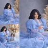 2021 Graceful Lavanda Plus Size Donne incinte Maternità Indumenti da notte Abito con volant Maniche lunghe Camicie da notte per servizio fotografico Lingerie Accappatoio Indumenti da notte Baby Shower