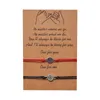 Set di braccialetti con ciondoli a forma di bussola vuota in argento antico per donna, uomo, moda, esprimi un desiderio, bracciale intrecciato regolabile con cavi di cera per gioielli in carta di coppia