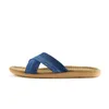 Slippers 2021 Summer Men Blue Flax Flip Flop Canvas Linen Non-Slip Designer Flat Sandals Home Man Fashion Slides Straw Shoe