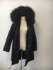 Brand Women Winter Jacket Long Detachable Lining navy blue Parkas Large Real Raccoon Fur Hooded Coat Outwear 211008