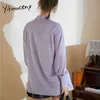 Yitimuceng Shirring Asymétrical Chemisier Femmes Chemises Lâche Solide Spring Fashion Coréen à manches longues Lady Tops 210601