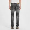 Style italien mode hommes jean rétro noir gris élastique coupe ajustée effiloché déchiré Vintage concepteur pantalon Denim décontracté