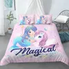 Pościel Zestaw łóżeczka Duvet Cover Dla Dziecka Dzieci Poszewka Poszewka Cartoon Mermaid Edredones Nios Girls Księżniczka Kołdra 211023