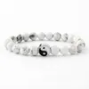 Bracelet brin femme classique pierre naturelle blanc et noir Yin Yang bracelets perlés pour hommes femmes ami