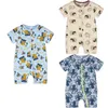 Garçons filles vêtements 0-2 ans enfant en bas âge tenues 2021 à manches courtes été bébé barboteuse nouveau-né mignon body pour bébés fermeture éclair coton