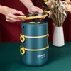 Mehrschichtige Bento-Behälter-Aufbewahrungsbox aus Edelstahl, auslaufsicher, isoliert, für Schüler und Schulen