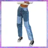 Frühling Sommer Frauen Patchwork Mom Jeans Casual Lose Hohe Taille Denim Hosen Frau Vintage Freunde Gerade Bein Hosen 210708