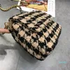 Designer- Svart Vit Houndstooth Mönster CrossBody Väskor Cross Hasp Spänne Axelväska Kedjor Läder Messenger Bag Plånböcker med varm klaff