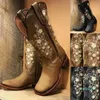 Boots Women Floral Embroidered Western Warm Cowgirl Ankle Knee High Riding Vintage Outdoor