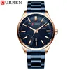 Curren Creative Design Dial Quartz Watch Rostfritt Stål Klocka Man Business Mäns Klocka Med Datum Mode Present Reloj Hombres 210527