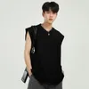 IEFB Men's Clothing Korean Streetwear Simple Sleevelesswhite Tank Tops Trend Round Collar Summer Black Tee Tops 9Y6803 210524