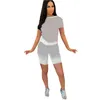 Mulheres Jogger Ternos Summer Gradient Tracksuits Manga Curta T Camisas + Shorts 2 Pcs Set Plus Size S-2XL Roupas Casuais Letras Sportswear Running Roupas 4926