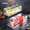 StoBag 10 pièces Transparent avec fond en papier boîtes fourre-tout bébé douche gâteau décoration fête d'anniversaire paquet support fournitures boîte H1231